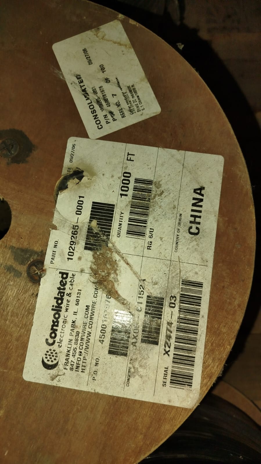 LOTE CARRETES CON CABLE CONSOLIDATED